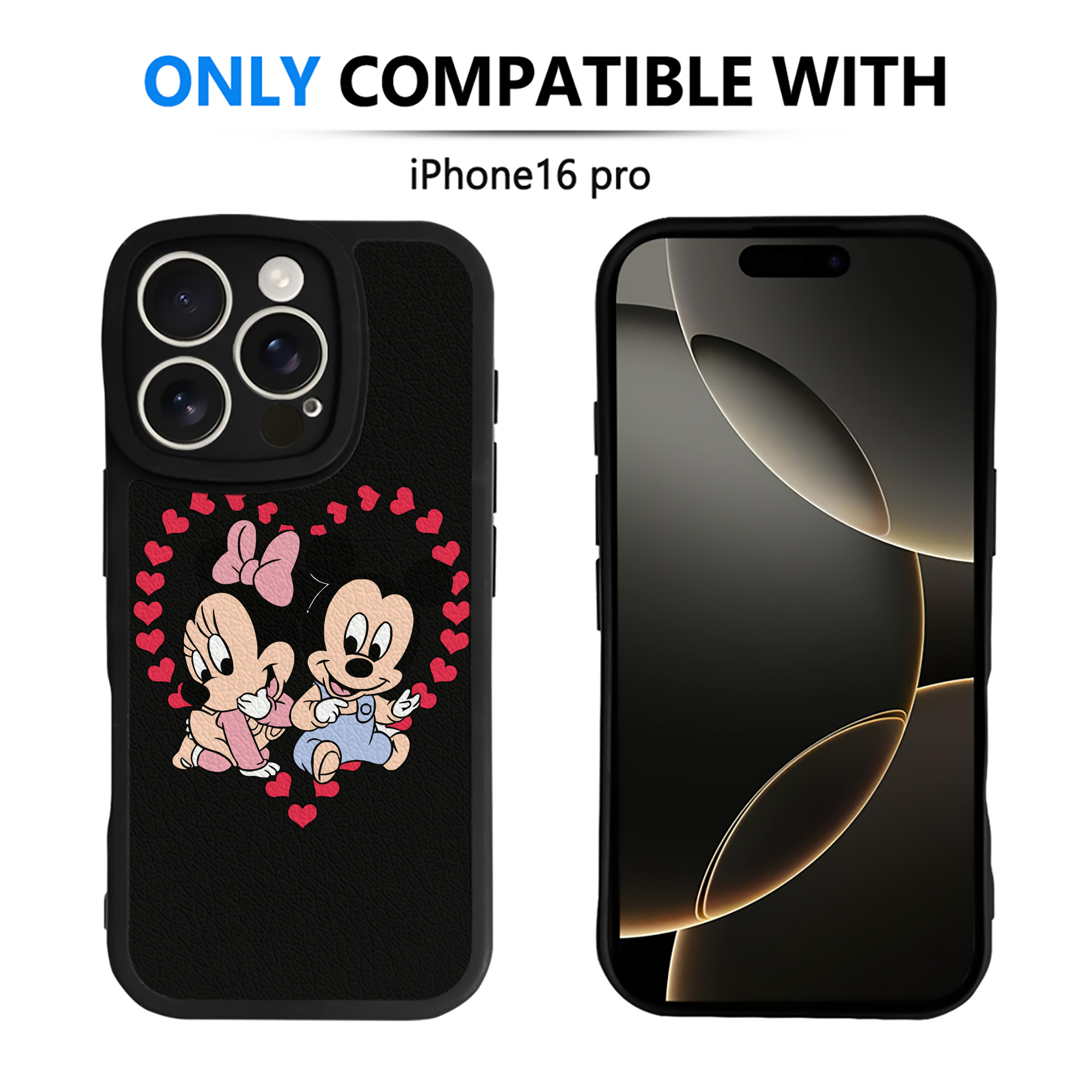 （画像用） ミッキーマウス Mickey Mouse 【iPhone 16シリーズ対応】シリコンスマホケース（レザー調） 材質：シリコン